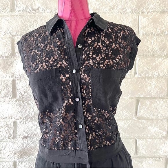 Marc by Marc Jacobs 'Leila' Silk Lace Overlay Black Romper Size 4 - Picture 5 of 9